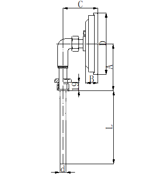 WSS-413固定外螺紋徑向雙金屬溫度計(jì)安裝圖片